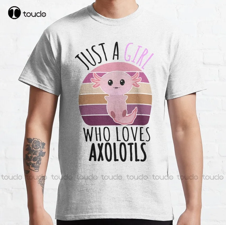 Lihtsalt Tüdruk, Kes Armastab Axolotls Retro Klassikaline T-Särk Meeste Särk, Naljakas Kunst Harajuku Streetwear Cartoon Tee Xs-5Xl Kohandatud Kingitus Uus
