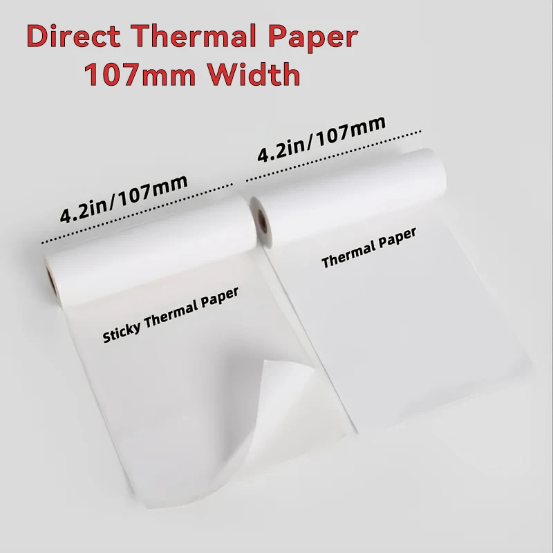 PeriPage 107mm Laius Termilise Paber Etikett, Kleebis Paber Termilise Pocket Mini Wireless Printer A9(s)Max