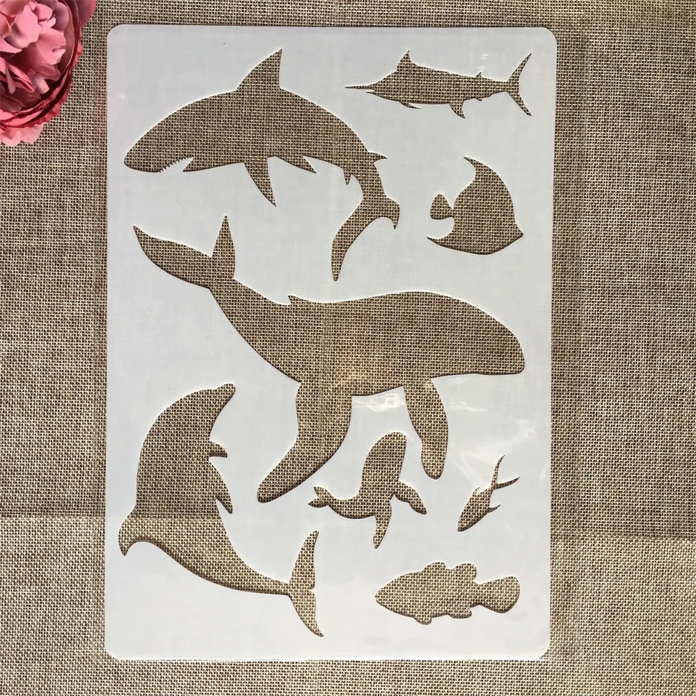 A4 29cm Hai, Delfiin DIY Kihilisus Šabloonid Maali Külalisteraamatusse Värvimine Reljeef Album Dekoratiivne Paber-Mall