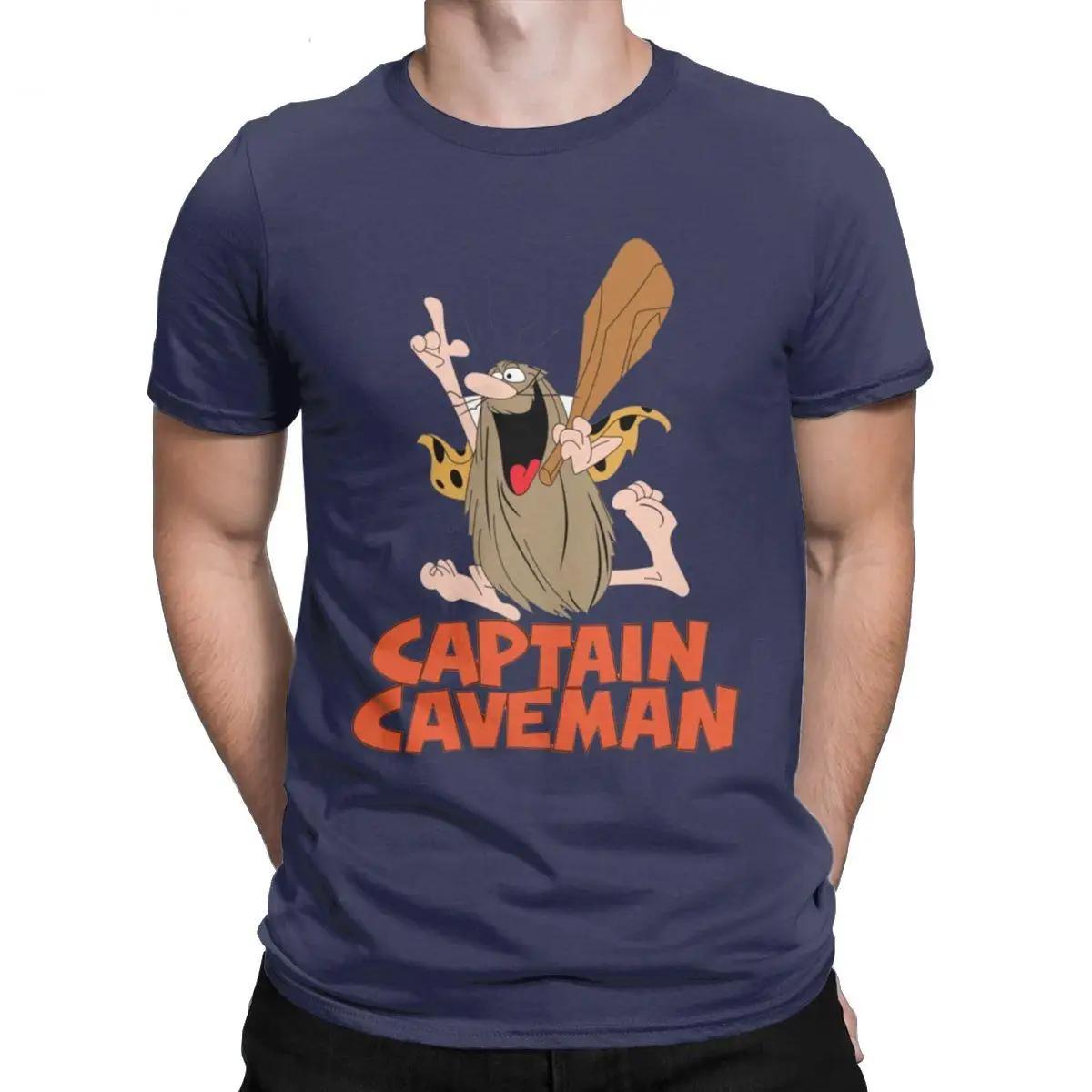Kapten Caveman Cavey T-Särk Meeste Puuvillased Humoorikas T-Särgid, Krae ümber 1980 Cartoon Tee Särk, Lühikesed Varrukad Riided Trükitud