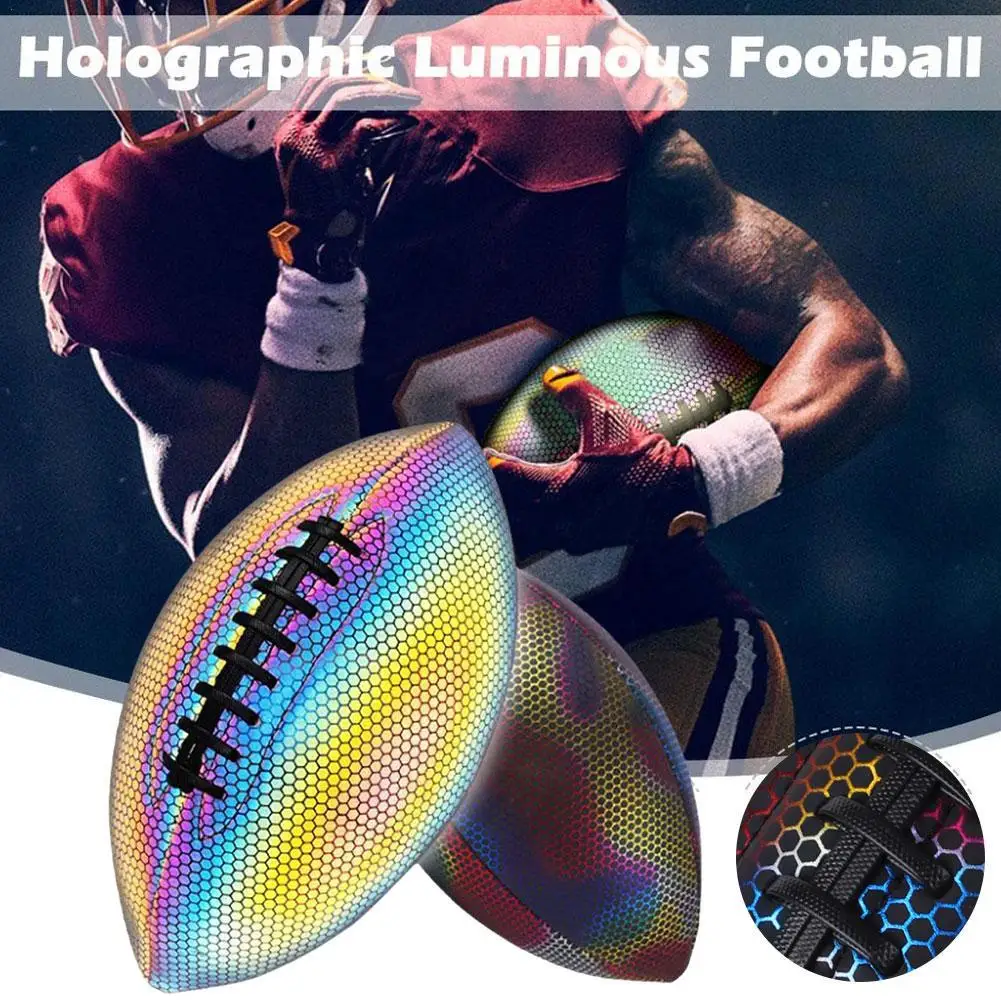 Koolituse Peegeldav Ragbi Palli Holograafiline Peegeldus Pu Nahk Särama, Pimedal Ameerika Jalgpalli Maahokikepid Teismelistele Täiskasvanud Juunior