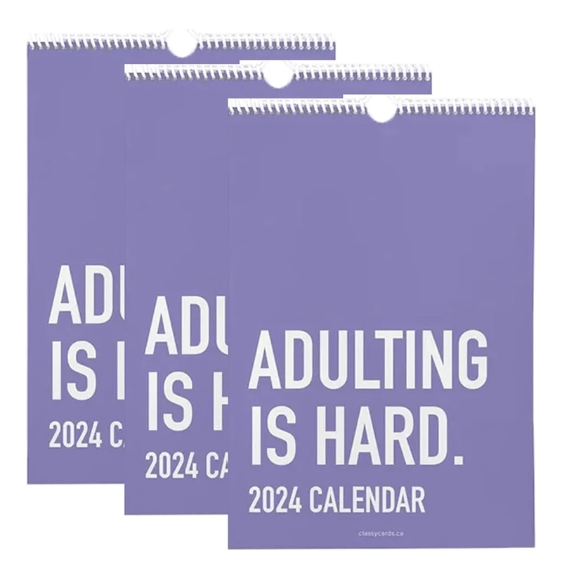 3TK Adulting On Raske 2024 Kalender, 2024 Igakuine Inspireeriv seinakalender Täiskasvanutele, Planeerijad Office Kalender Vastupidav