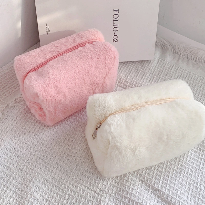 Fuzzy Kosmeetika-Kotid Tüdrukute Lukuga Tahked Värvi Naiste Meik Ladustamise Kott Reisi Tualett-Kott Pesu Kott Palus Pen Kott