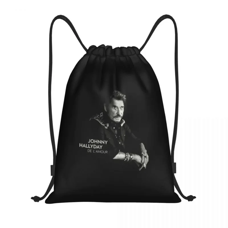 Johnny Hallyday Pingutusnöör Seljakott Naised Mehed Sport Jõusaal Sackpack Kokkupandav Prantsusmaa Mucisian Shopping Bag Koti
