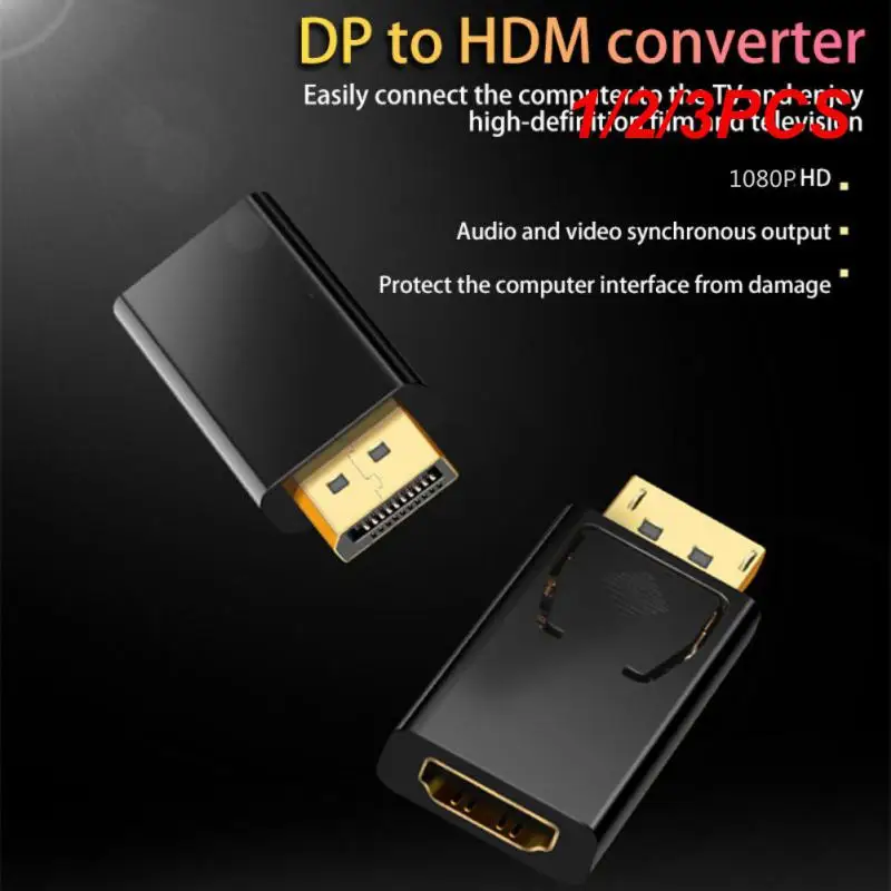 1/2/3TK DP To HDMI-ühilduv Adapter PC-TV Kaabel Arvuti Monitor Converter Kuld/nikeldatud Pistik DisplayPort Usb