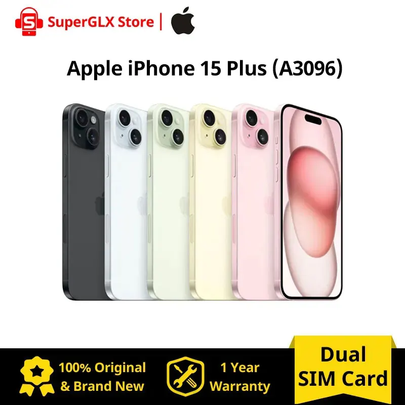 2023 UUS Apple iPhone 15 Pluss A3096 Dual SIM Apple A16 Biooniline 128GB / 256GB / 512 GB ROM 6.7