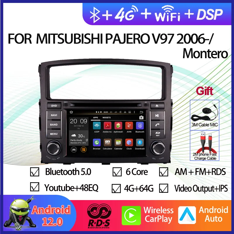 Android 12 Okta Core Auto GPS Navigatsiooni Multimeedia DVD-Mängija Mitsubishi Pajero V97 2006-2015/Montero Auto Raadio Stereo