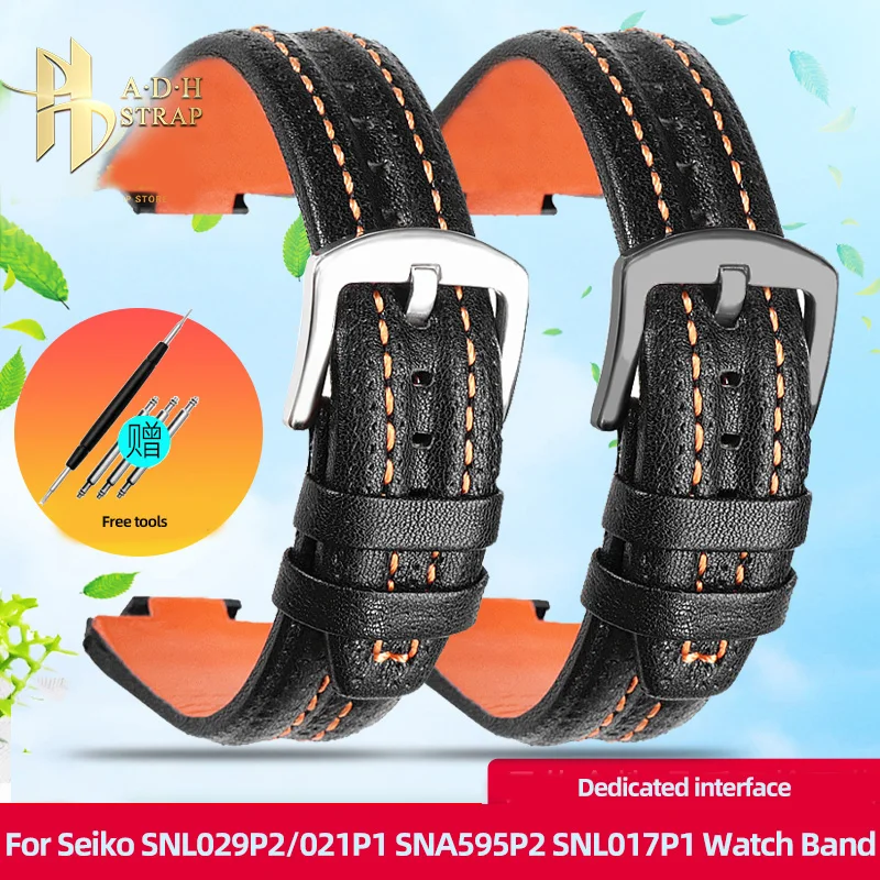 Erilist Tõstatatud Rihma Seiko Sportura SNL029P2/021P1 SNA595P2 SNL017P1 Ehtne Nahk Watch Band 15mm Veekindel Vöö Meestele