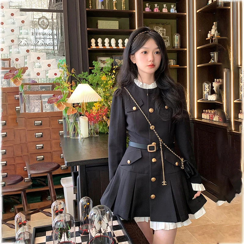 Elegantne Naiste Kleit Pikk Varrukas Office Daamid Polo Krae Vintage Uus Korea Fashion Stiilne Magus Juhuslik Naine Mini Kleidid 2023