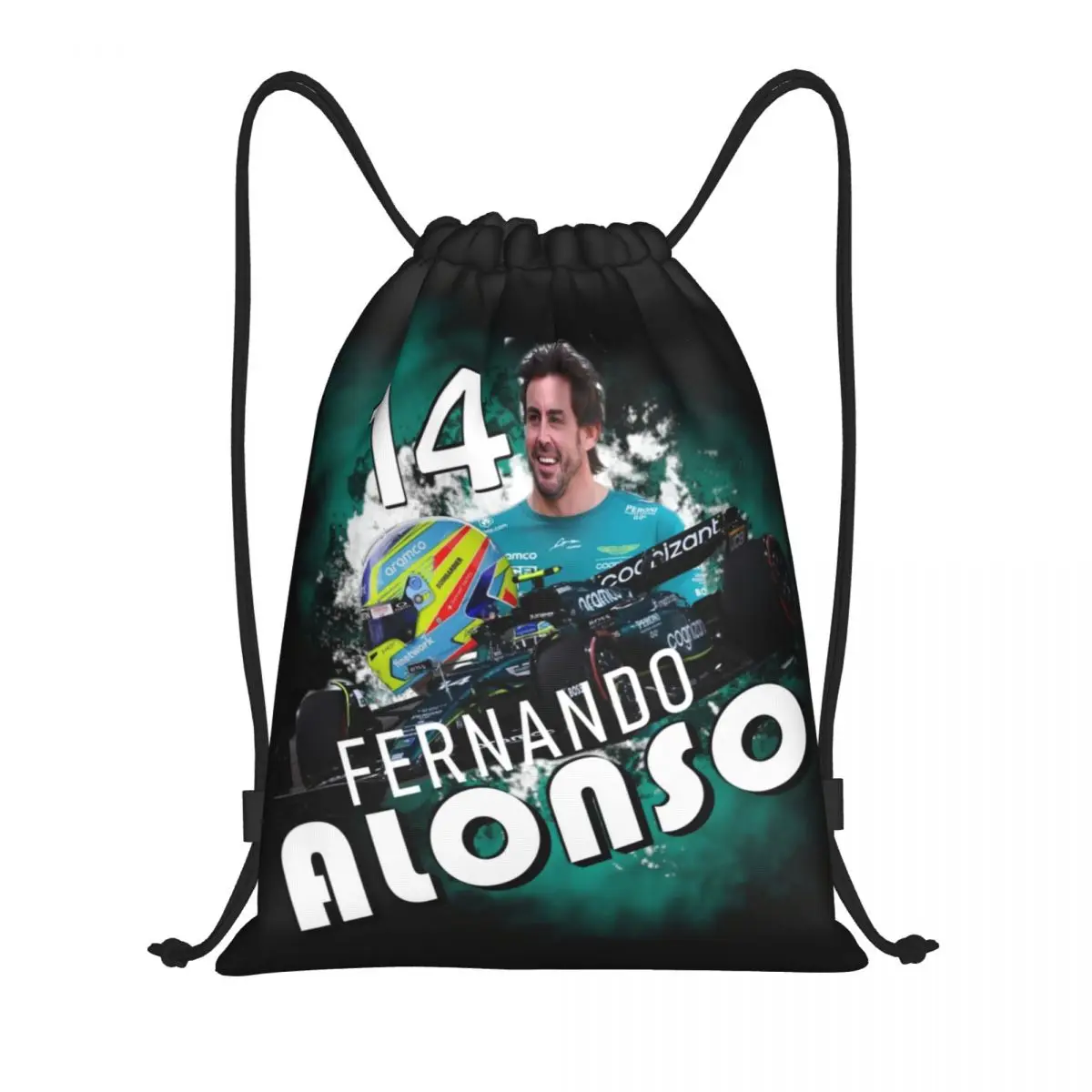 Custom Alonso Motor Racing Pingutusnöör Kotid Koolitus Jooga Seljakotid Naised Mehed Fernando sportauto Sport Jõusaal Sackpack