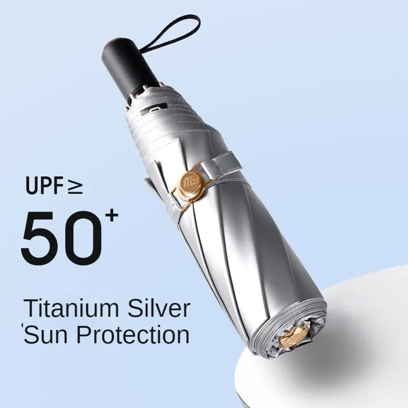 Paks Titanium Silver Päikesevarju Kokkukäiv Vihmavarju Uv Kaitse Vihmavari Meeste ja Naiste Päikesevari
