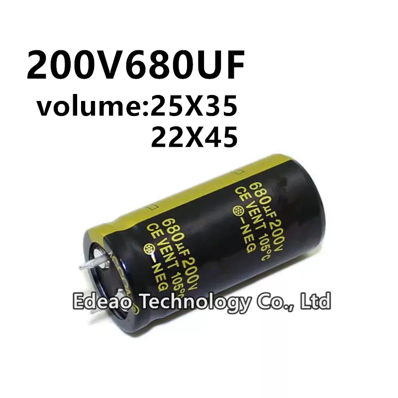 2tk/lot 200V 680UF 200V680UF 680UF200V maht: 22X35 22x45 mm audio võimendi inverter alumiinium-elektrolüütkondensaatorid kondensaator