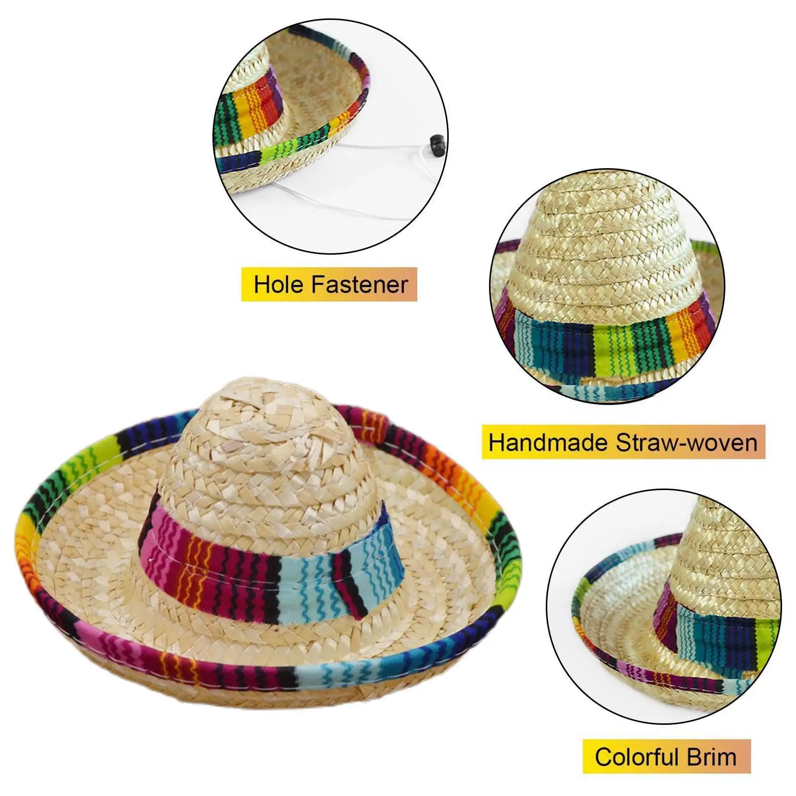 Mini Kostüüm Koer Tarvikud Sombrero Pet Straw Hat Pet Mehhiko Värvikas Õlgedest Kaunistused Müts Pet Sombrero Õlgedest Koera A7z2