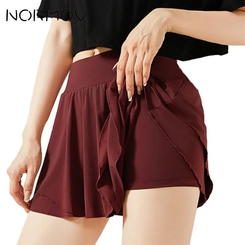 NORMOV Suvel Jooga Püksid Kiire Kuivamise Jõusaal lühikesed Püksid Naiste Fitness Lühike Double Layer lühikesed Püksid Võltsitud Kaks Tükki Seelik, lühikesed Püksid