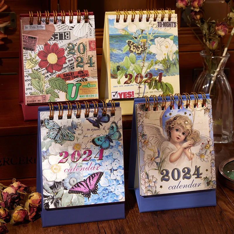2024 Korda Peatükk Seeria Mini Kalender Vintage Õlimaal Laua Kalendrid Igakuine Päevakava Planeerija Kontoritarbed