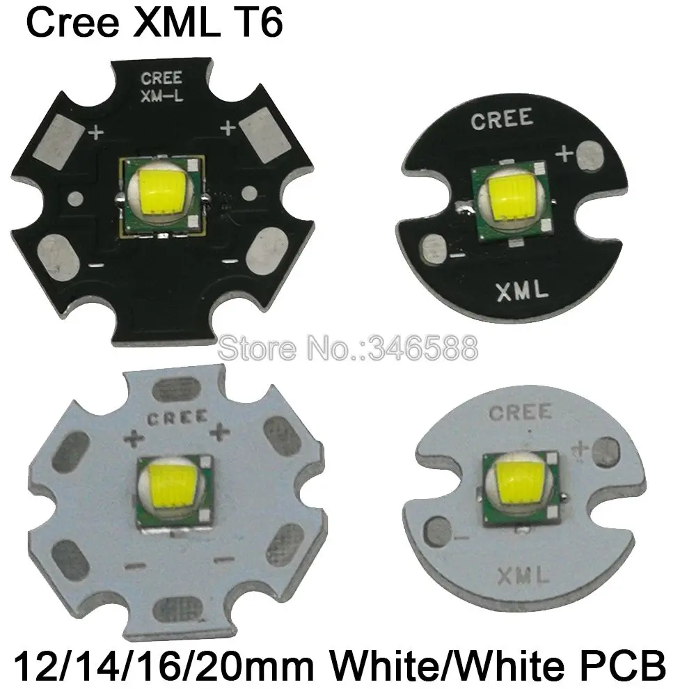 10tk CREE XML-XML-T6 10W külmvalge High Power LED Emitter Diood koos 12mm 14mm 16mm 20mm Valge või Must PCB Taskulamp