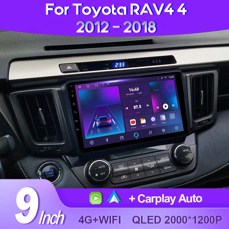 QSZN Toyota RAV4 4 XA40 5 XA50 2012 - 2018 LHD 2K QLED Android 13 autoraadio Multimeedia Video Mängija, GPS-AI Hääl CarPlay 4G