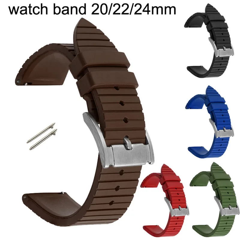 Tolmukindel Kummist Kella Rihm 20 mm 22 mm 24 mm Universaalne Silikoon Watch Band Quick Release Asendamine Käepaela Käevõru