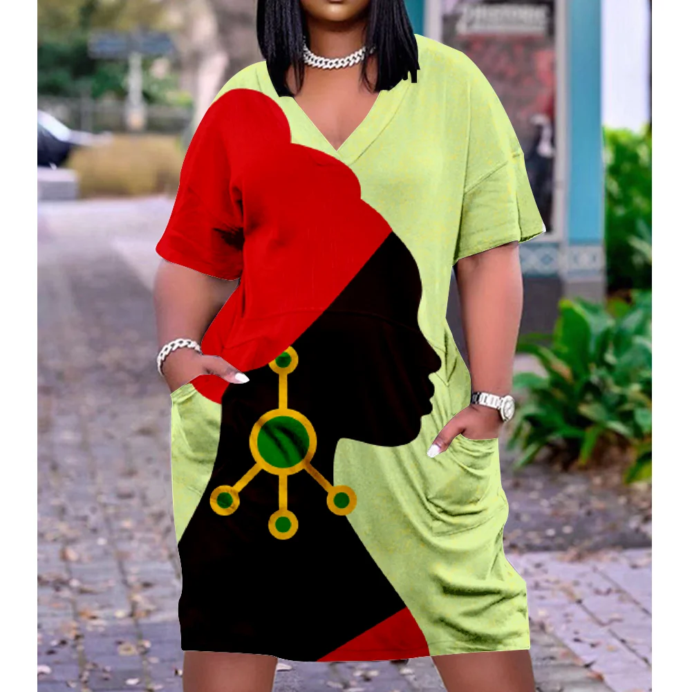 Uus Disain Naiste Midi Kleit Aafrika Nägu Portree Boho Kleidid Streetwear Lahti Vintage Naine Gooti Pool Kleit Seksikas Tüdrukud Kleit