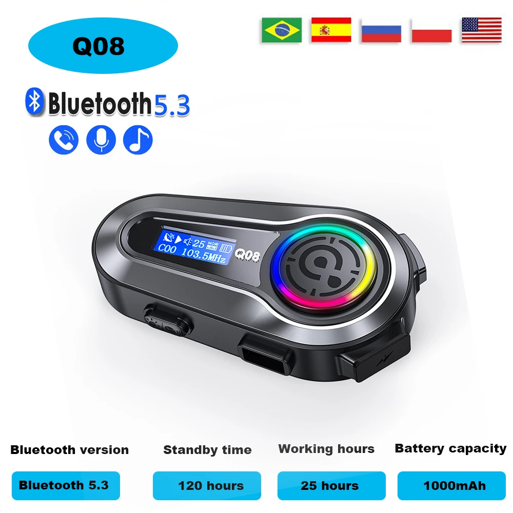 Q08 Mootorratta Kiivri Peakomplekti FM-Raadio ja Bluetooth-5.3 Traadita Veekindlad Kõrvaklapid Handsfree Motobike Kõrvaklappide LCD Ekraan
