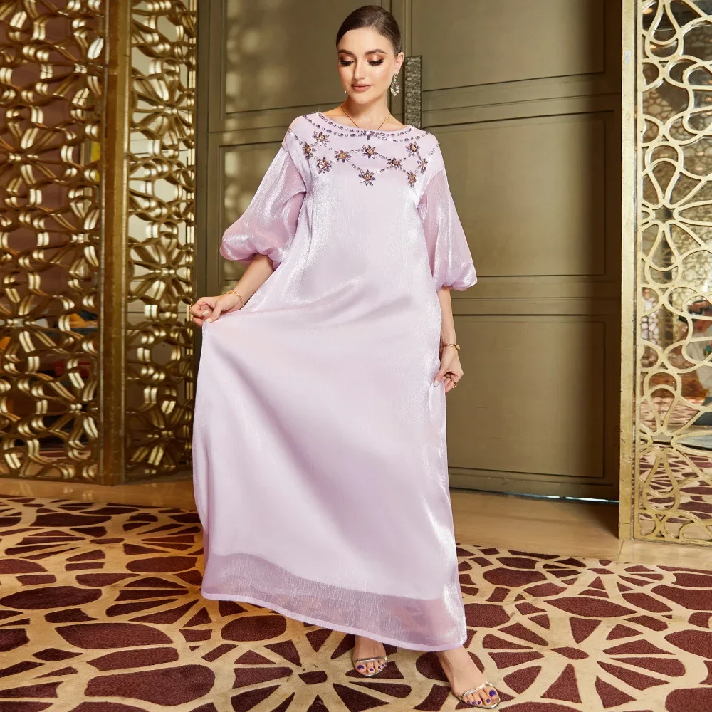 Pundunud Varrukad Moslemi Abaya Dubai Türgis Islam Riided Naistele, Moslemi Pikk Kleit Rüü Küljest õmmeldud Puuritud Naiste Kleit Vestidos