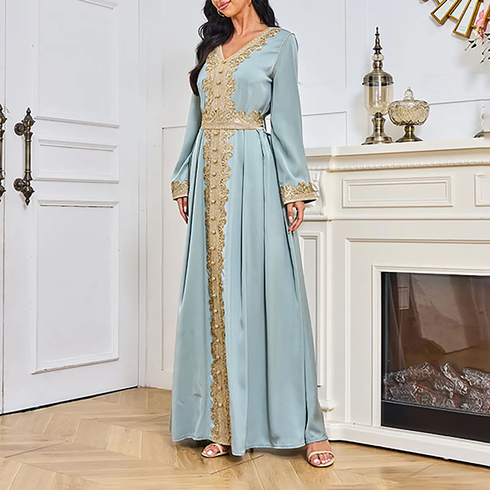 Naiste Moslemi Kleit Tikitud Pits Mood kalli Pehme Elegantne Värviga Pikk Kleit Kimono Hommikumantel Maroko Kauhtana Vestidos