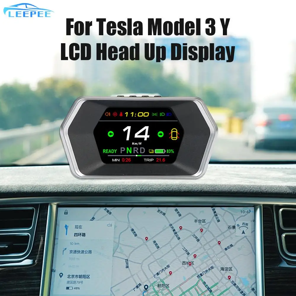 Car Smart HUD Gabariidi Jaoks Tesla Model 3 Y Kerge Kiire Ohutus Alarm Sõidu Ajal T17 Spidomeeter Head Up Display Kiiruse Näidik