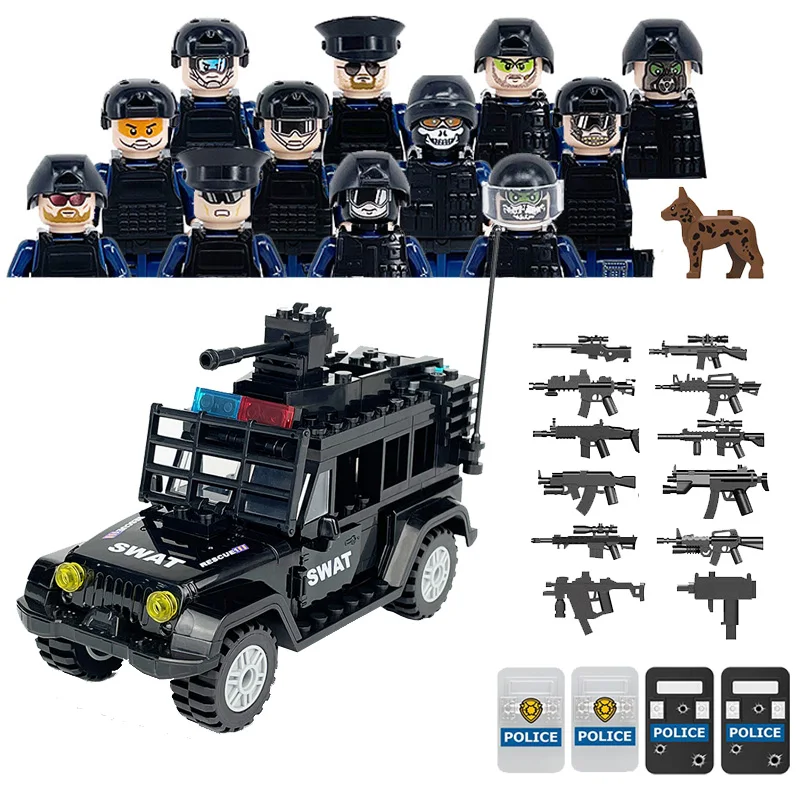 Poiste Mänguasjad SWAT Terrorismi Väed Sõjalise Arvandmed Politsei Auto Relvastust Sobib Väikeste Osakeste ehitusplokid Lapsed Kingitus