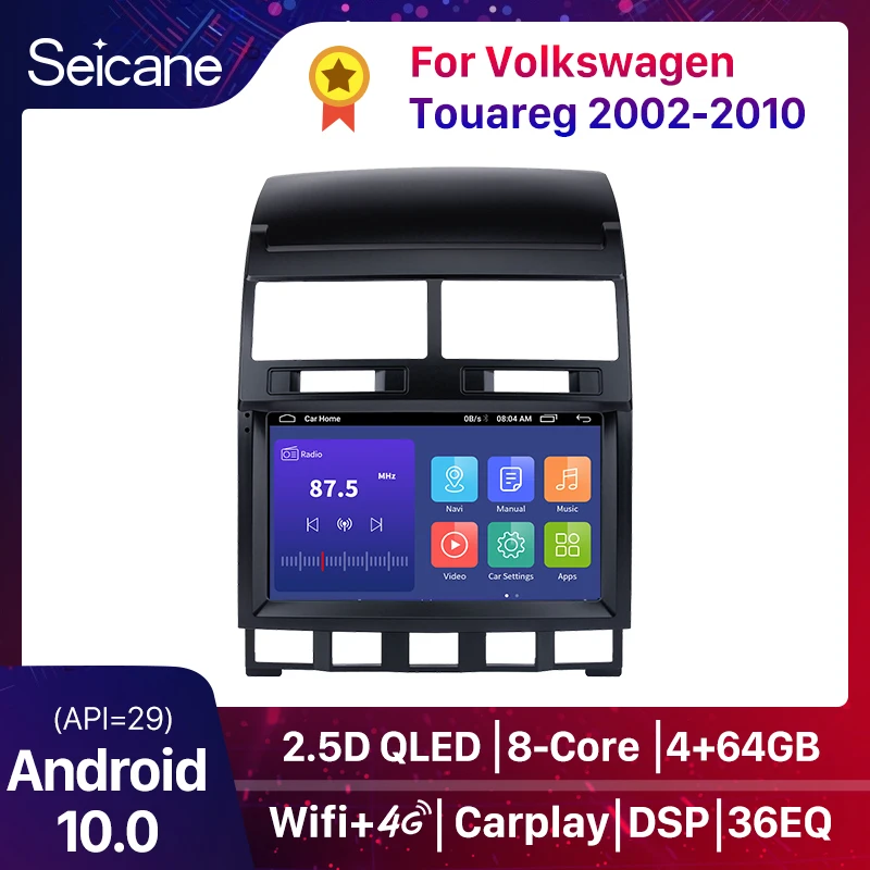 Seicance 4G+64G Android 10.0 QLED Auto Raadio Multimeedia Mängija VW Volkswagen Touareg 2002-2010 GPS Navigation nr 2din Carplay