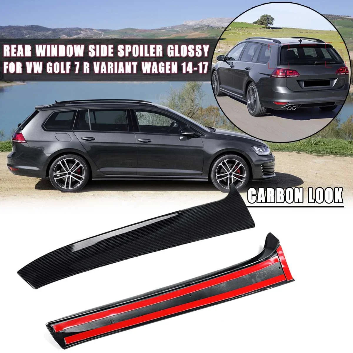 Läikiv Must/Carbon Look Taga Akna Serva Spoiler canard Splitter Läikiv Jaoks VW Golf 7 R Variant Wagen 2014 2015 16-2017 Body Kit