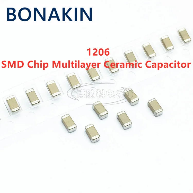 50TK 1206 0.1 UF 104K 100NF 50V 100V 250V 500V X7R 10% SMD Chip Mitmekihiliste Keraamiliste Kondensaatorite