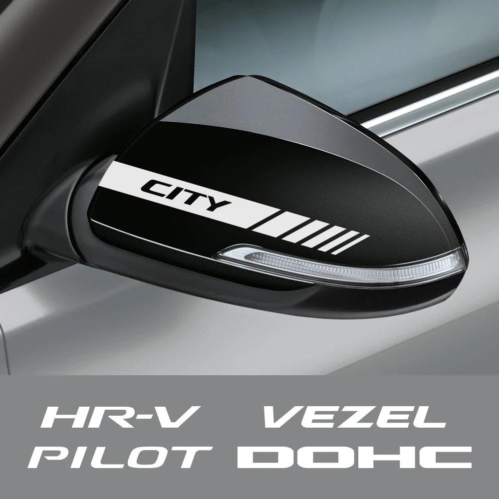 2TK Auto Rearview Mirror Kleepsud Honda CITY DOHC HR-V LEGEND mooduli võtmine ODYSSEY PILOOT VEZEL VTEC Vinüül Kleebised Auto Tarvikud