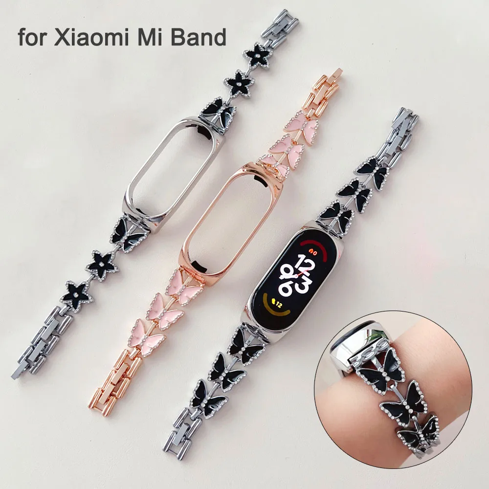 Slim Randme Bänd Asendaja Xiaomi Mi Bänd 5/6/7 Metallist Käevõru Naistele Miband Smartwatch Tarvikud Bling Dressy