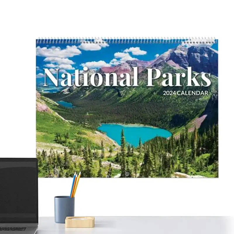 12-kuu rahvusparkides Kalender Hangable Seina Art Kuu Kalender Pilte rahvuspargid 2024 Dekoratiivne Kalendreid)