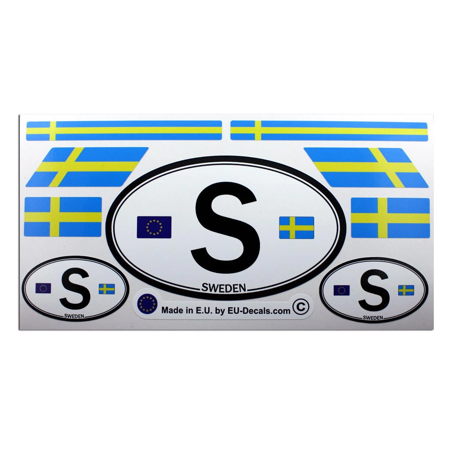 Set 9. Rootsi lipud ja täht S auto riigi märk on Lamineeritud Kleebised Kleebised