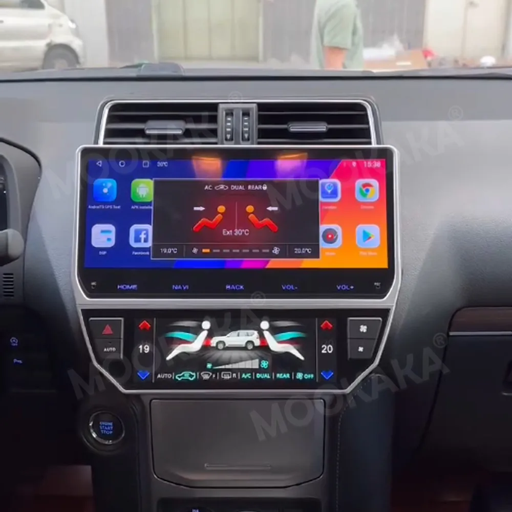 Android AC Paneel, kliimaseade Temperatuuri AI hääljuhtimine Digitaalse Multimeedia juhtseade Toyota Prado 2018-2023