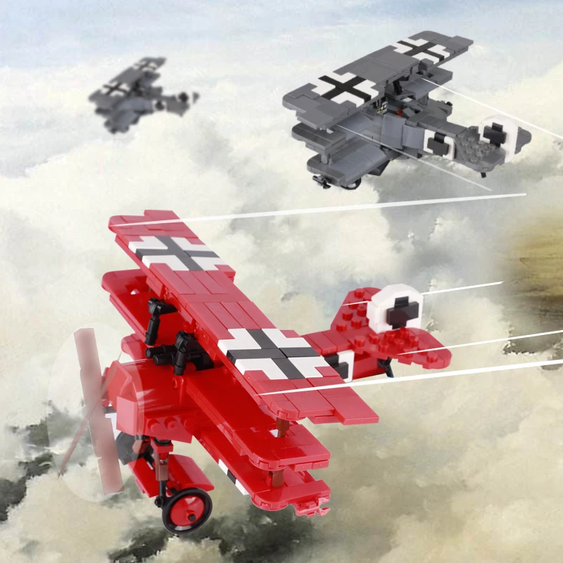Miliatry saksa Fokker Dr-I Pommitaja ehitusplokid WW2 Kopteri Armee Sõdur Relva Lennuk Mudel Tellised Kit Mänguasi Lastele