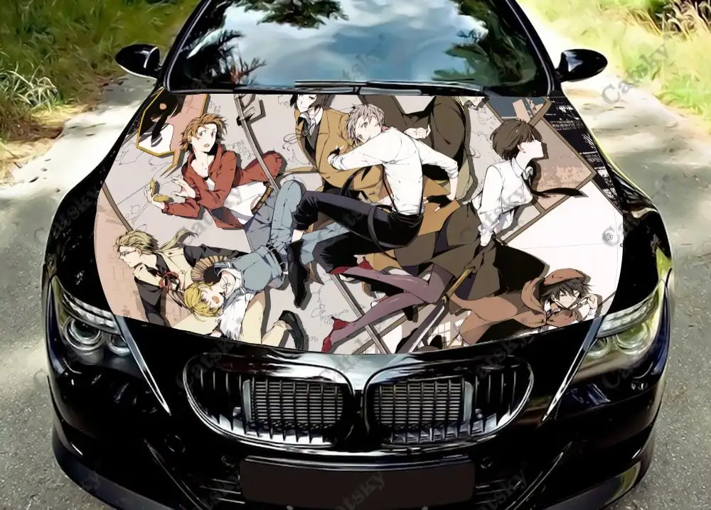 Bungo Hulkuvad Koerad anime Auto Kapuuts Wrap Värvi Vinüül Kleebis Auto Decal Graafiline Kapoti Kohandatud Auto Teenetemärgi Kleebised