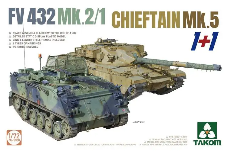 TAKOM 5008 1/72 FV432 MK.2/1 ja CHIEFTAIN MK.5 Mudeli Komplekt kokkupanek
