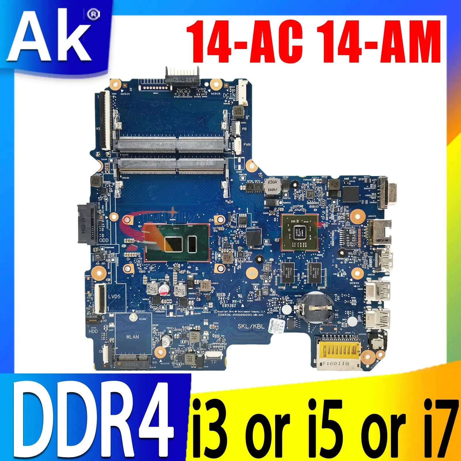 6050A2822501 HP Pavillion 240 G4 14-AC 14-OLEN 15-AM Sülearvuti Emaplaadi koos I3 I7, I5 CPU DDR4 100% Testi tööd