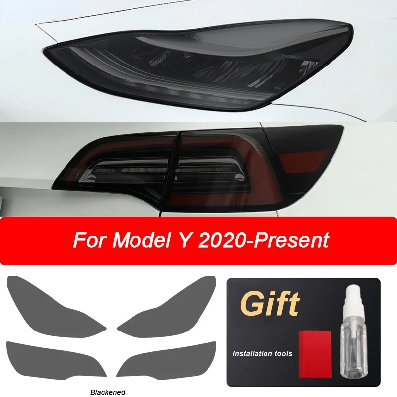 Auto Esitulede kaitsekile Tint Taillight Kaitse Suitsutatud, Must Läbipaistev TPU Kleebise Jaoks Tesla Model Y 2020 Tarvikud